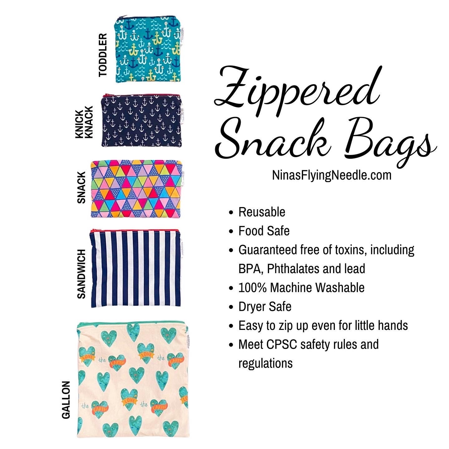 Knick Knack Sized Reusable Zippered Bag Stripes