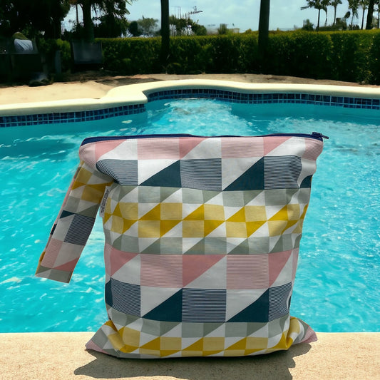 Large Wet Bag with Handle Geometric Shapes