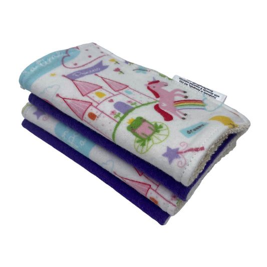 Wash Cloths - Minis - Princess and Solid Purple