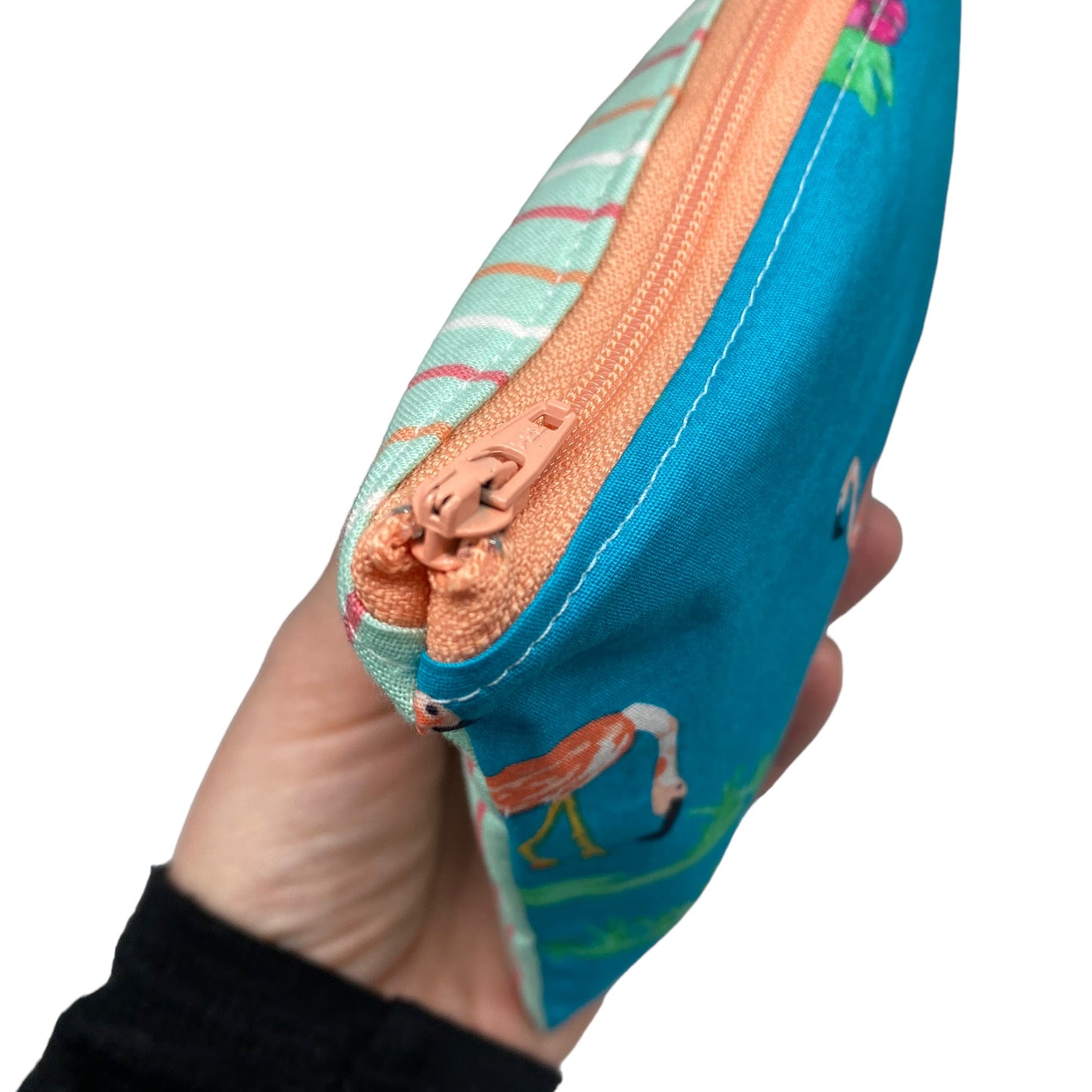 Toddler Sized Reusable Zippered Bag Flamingos Combo Print