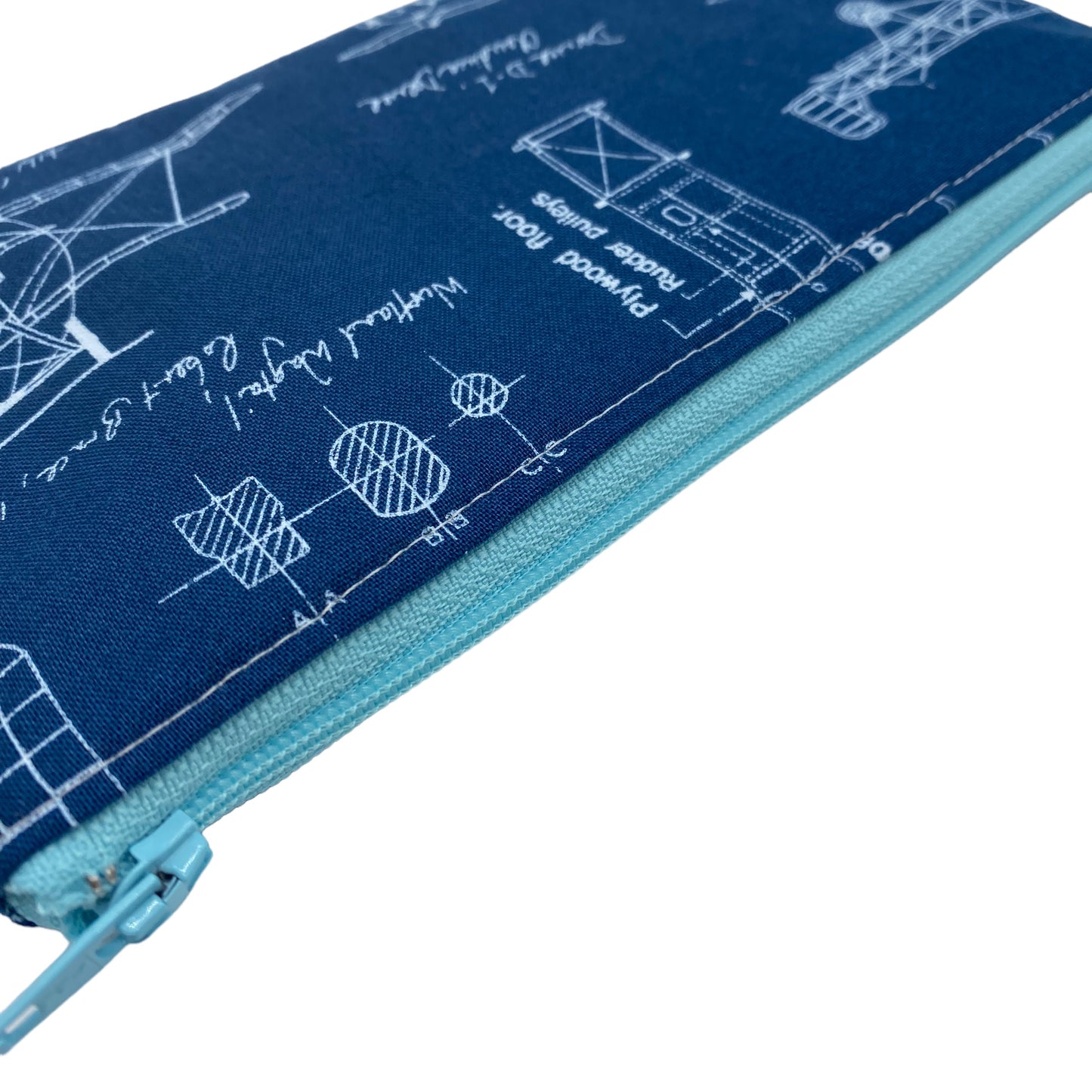Knick Knack Sized Reusable Zippered Bag Airplane Blueprints