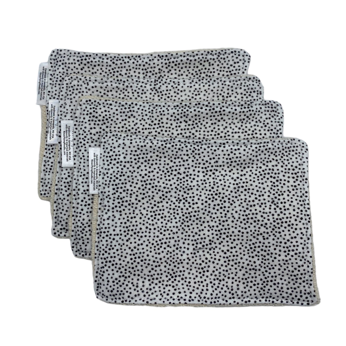 Wash Cloths - Minis - Dots - Black and White