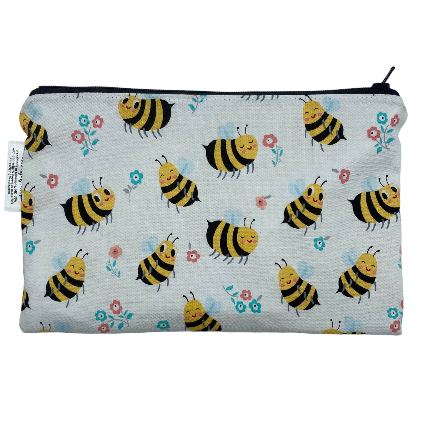 Snack Sized Reusable Zippered Bag Bumbling Bees Smiling