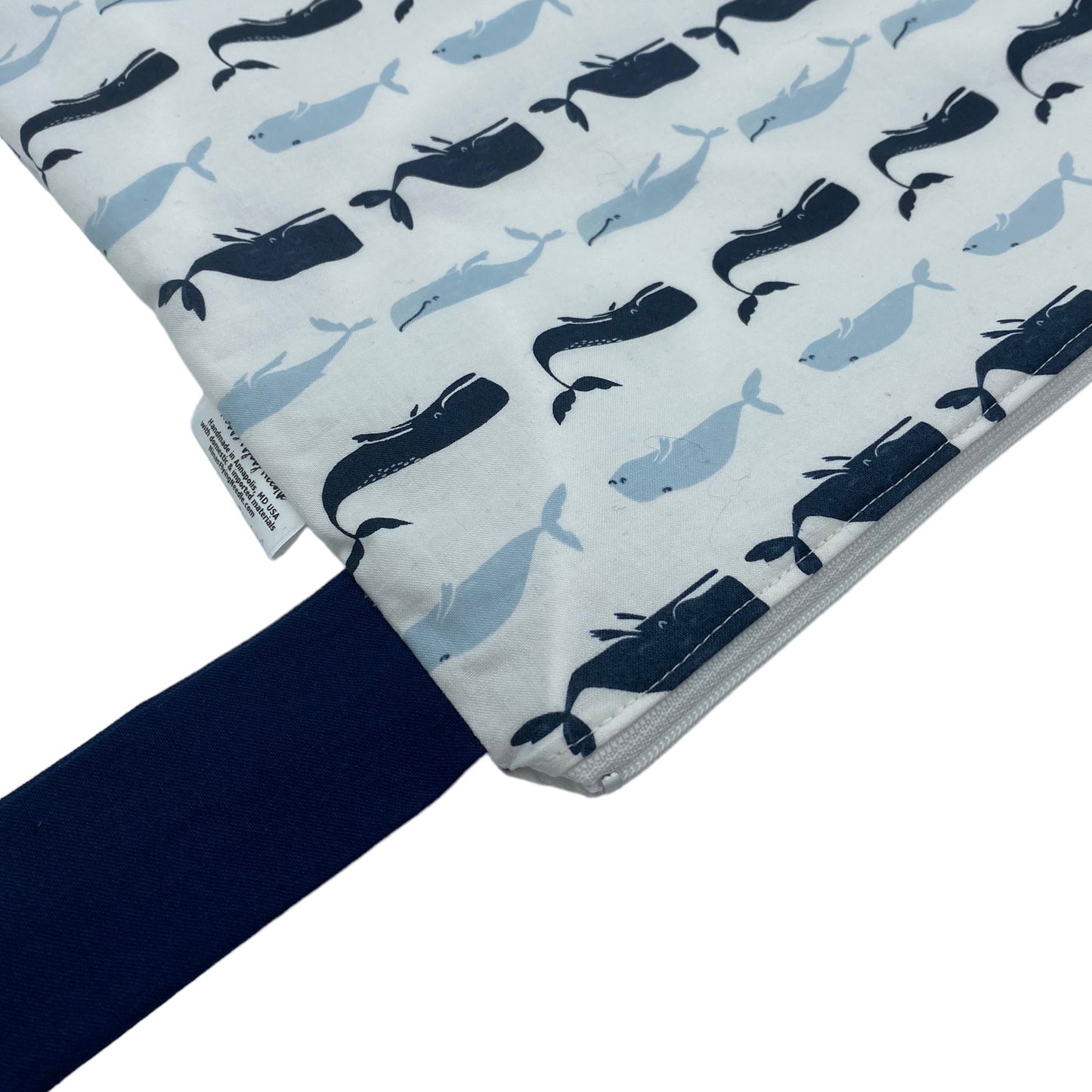 Large Wet Bag with Handle Whales in a Row