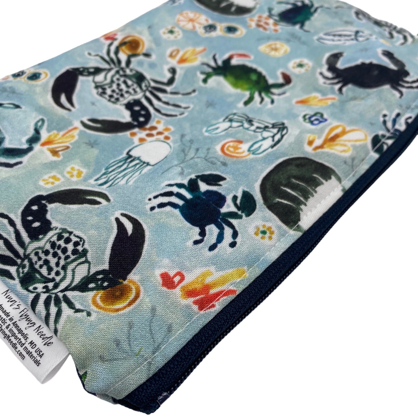 Snack Sized Reusable Zippered Bag Crabs Maryland Blue