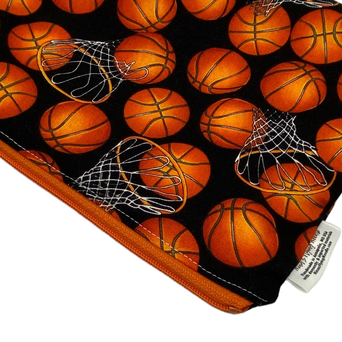 Sandwich Sized Reusable Zippered Bag Basketball