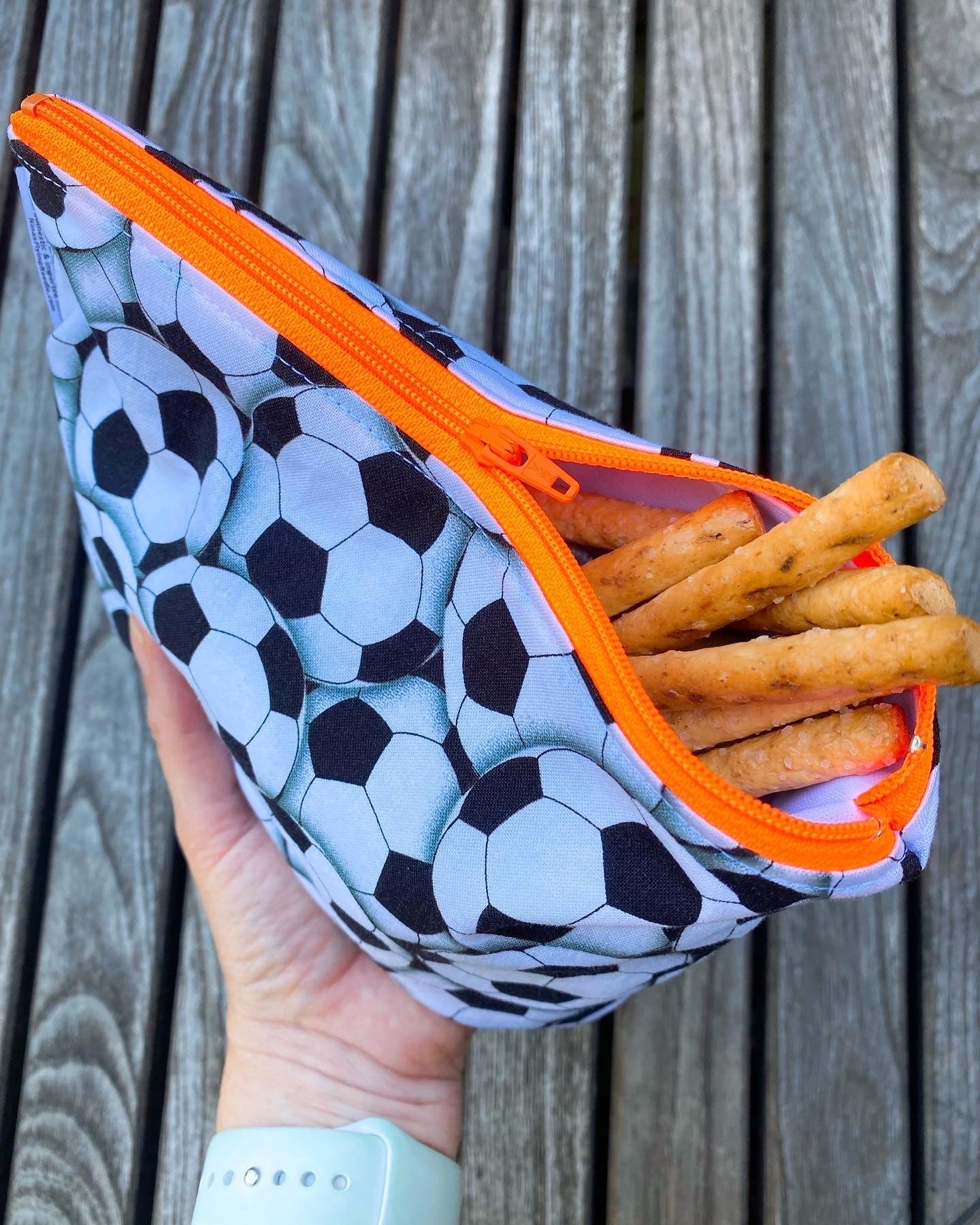 Snack Sized Reusable Zippered Bag Football