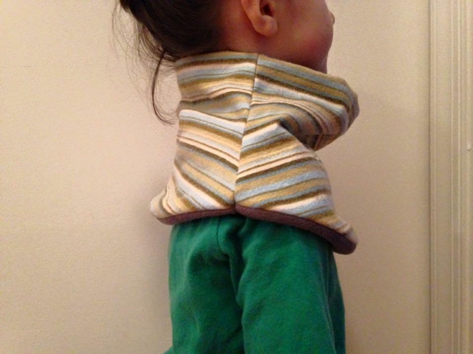 Child's Handmade Neck Warmer Solid Navy Blue with Yellow