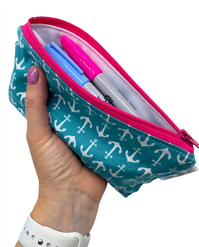 Snack Sized Reusable Zippered Bag Sushi on Pink