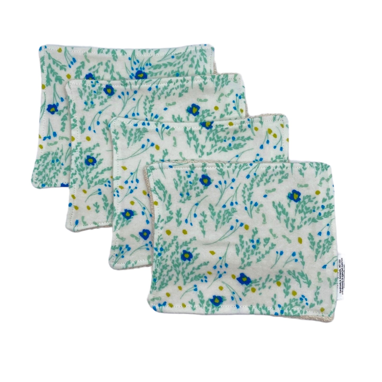 Wash Cloths - Minis - Florals in Blue and Green