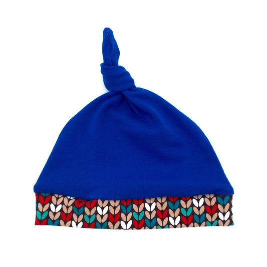 Knot Hat in Newborn: Royal Blue with Knit