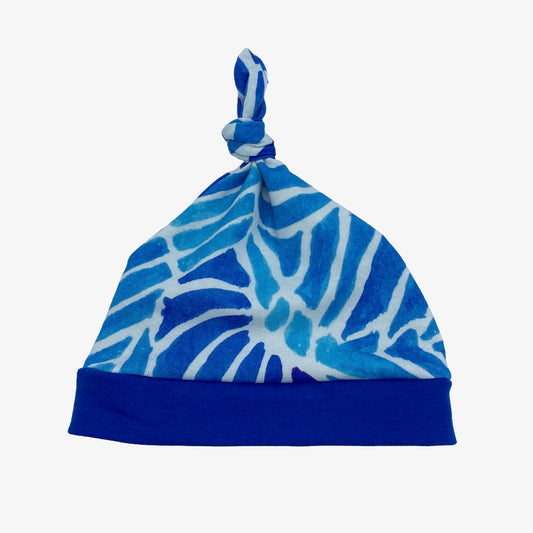 Knot Hat in Newborn: Solid Blue with Stripes