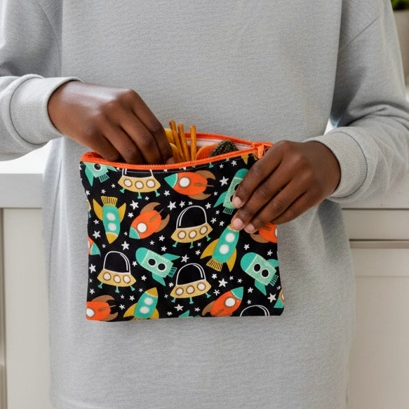 Sandwich Sized Reusable Zippered Bag UFOs and Rockets