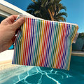Sandwich Sized Reusable Zippered Bag Stripes Rainbow