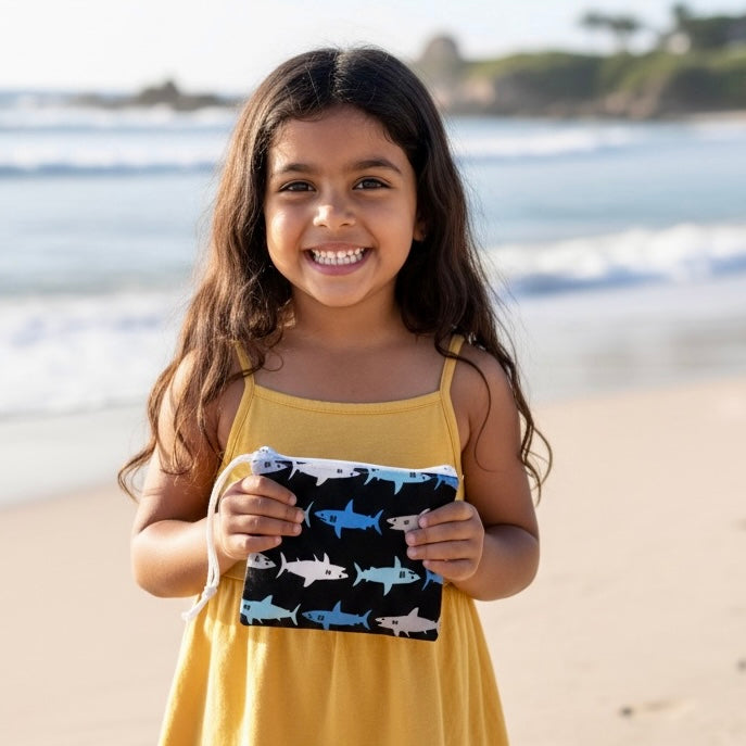 Toddler Sized Reusable Zippered Bag Sharks