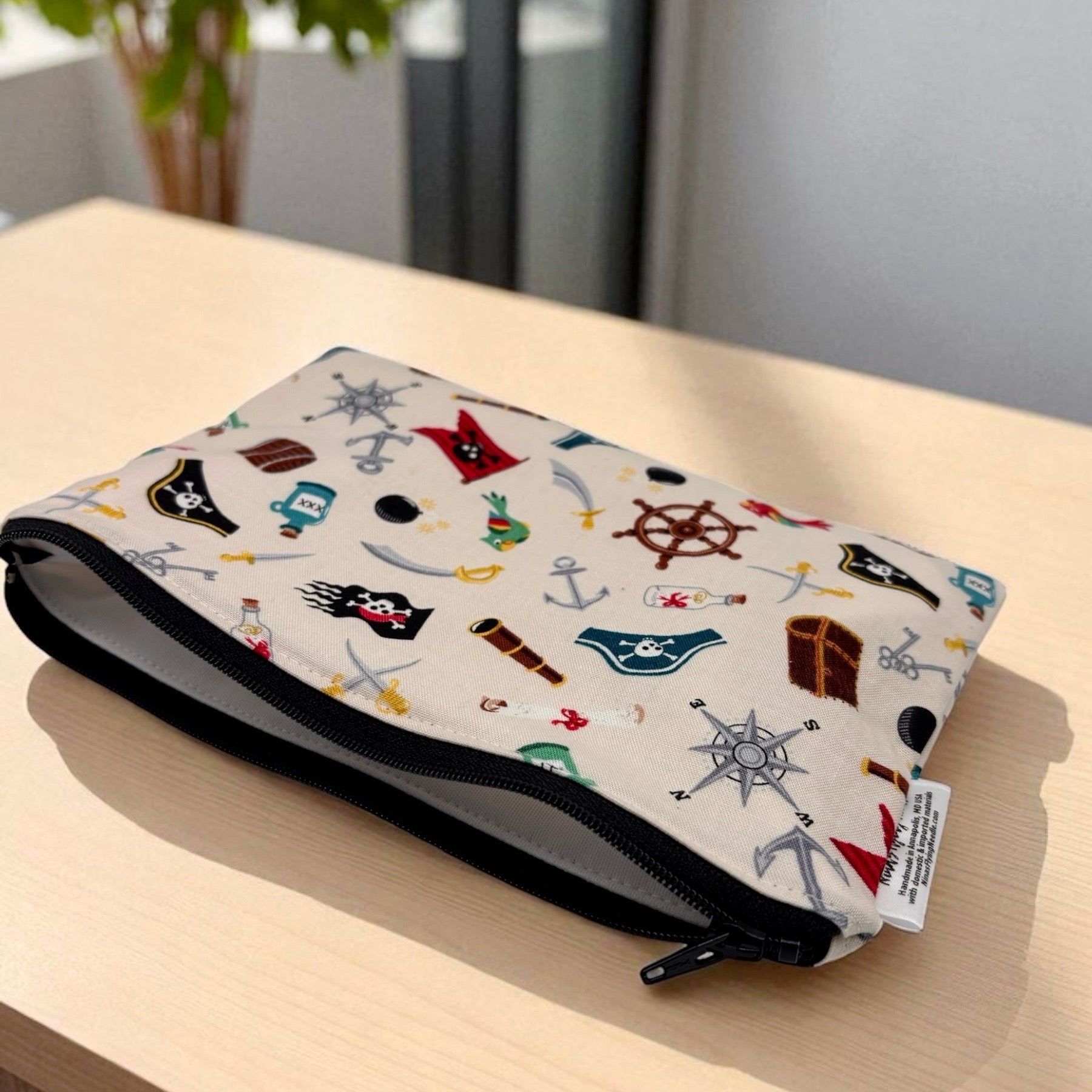 Snack Sized Reusable Zippered Bag Pirate Icons