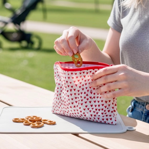 Snack Sized Reusable Zippered Bag Hearts