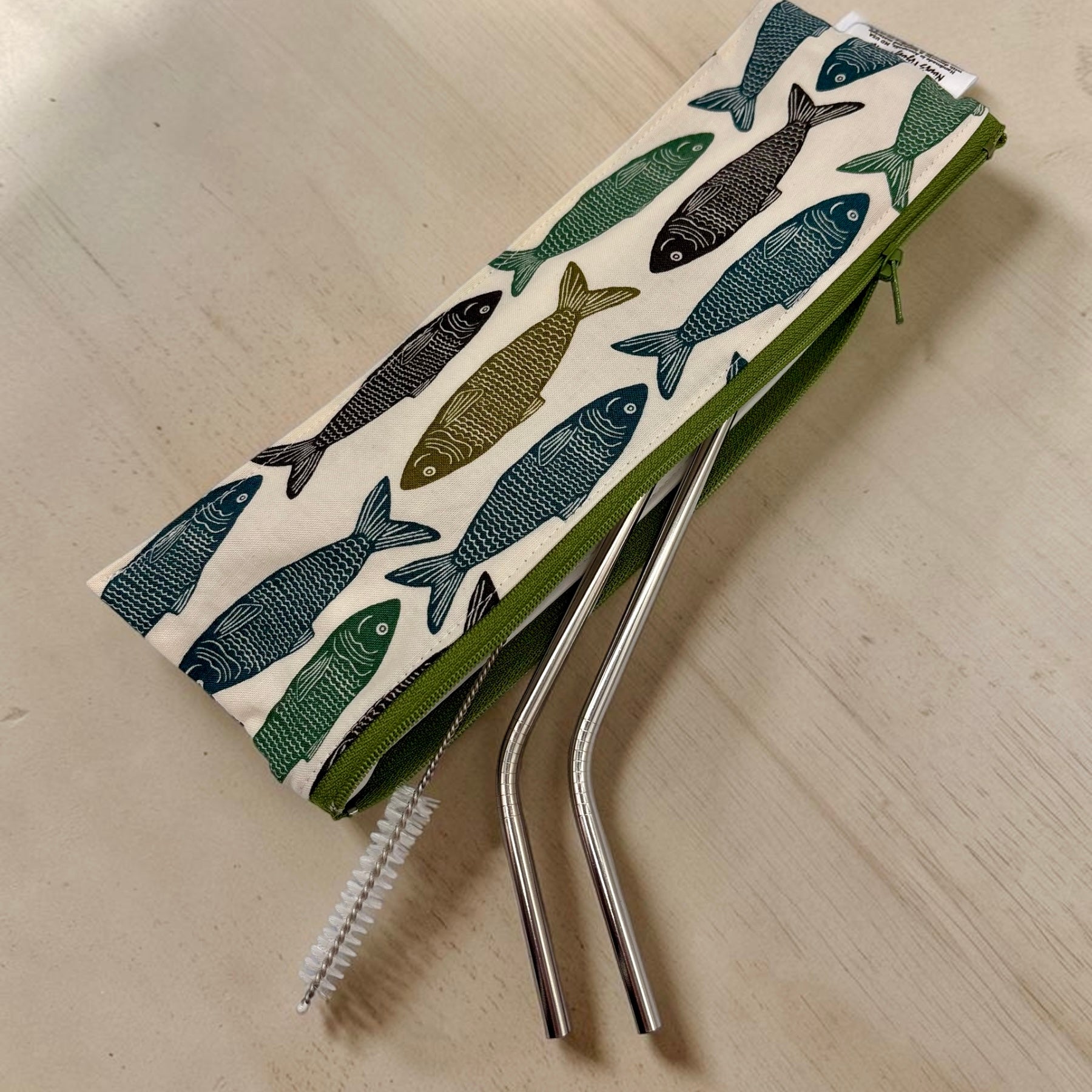 Regular Sized Reusable Straw/Utensil Wet Bag Fish