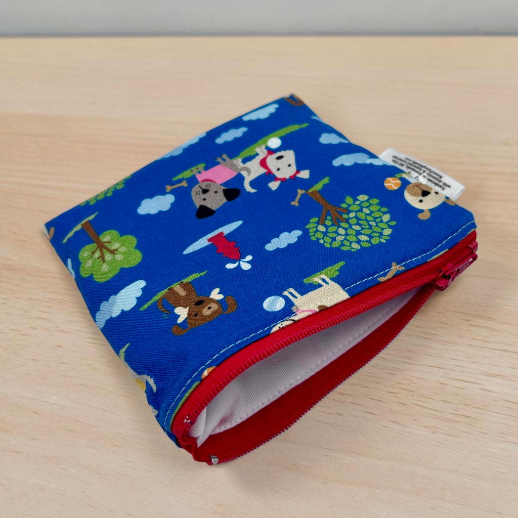 Toddler Sized Reusable Zippered Bag Dogs in the Park