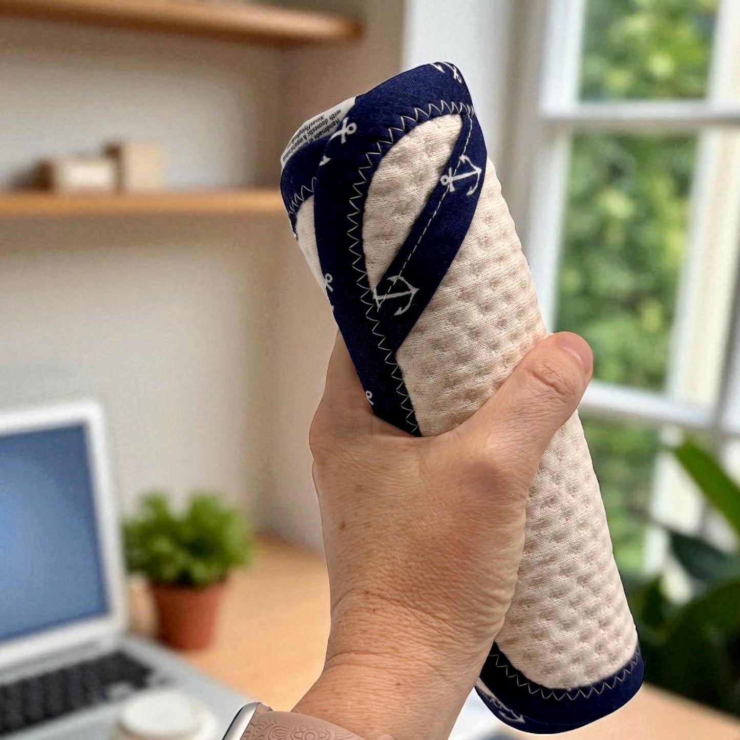 Set of 2 Reusable STANDARD Paper Towels - Anchors on Navy