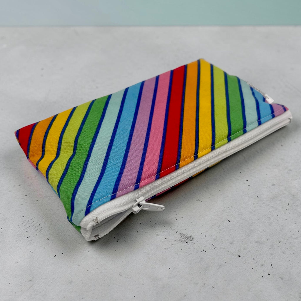 Knick Knack Sized Reusable Zippered Bag Stripes Bias Rainbow