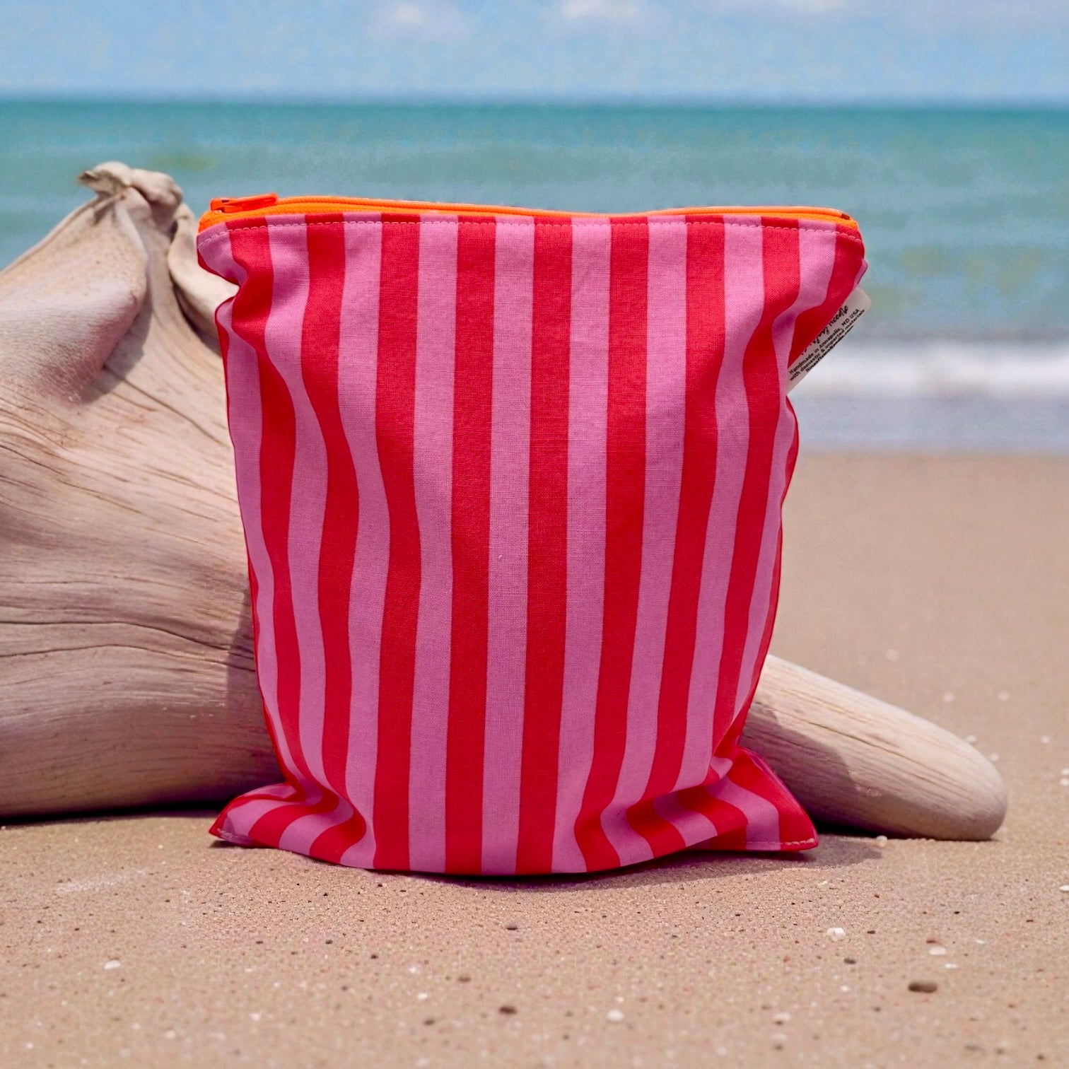 Medium Sized Wet Bag Stripes Pinks with Neon