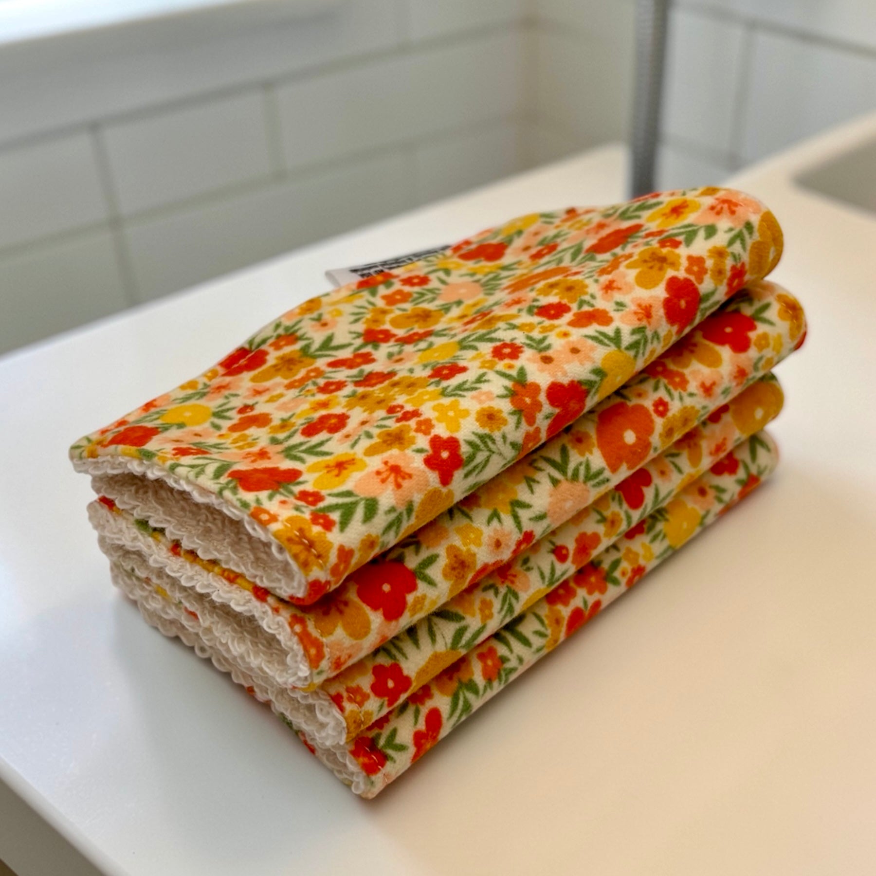 Wash Cloths - Minis - Floral on Yellow