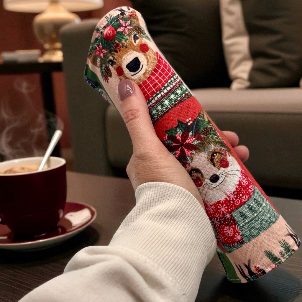 Reusable Napkins - Animals with Christmas Wreaths