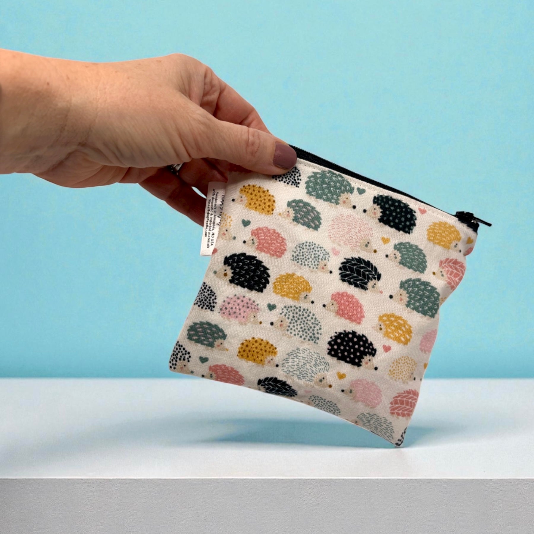 Toddler Sized Reusable Zippered Bag Hedgehogs