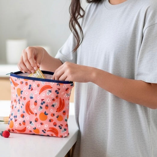 Sandwich Sized Reusable Zippered Bag Fruit