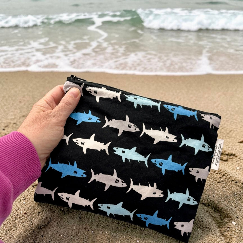Sandwich Sized Reusable Zippered Bag Sharks
