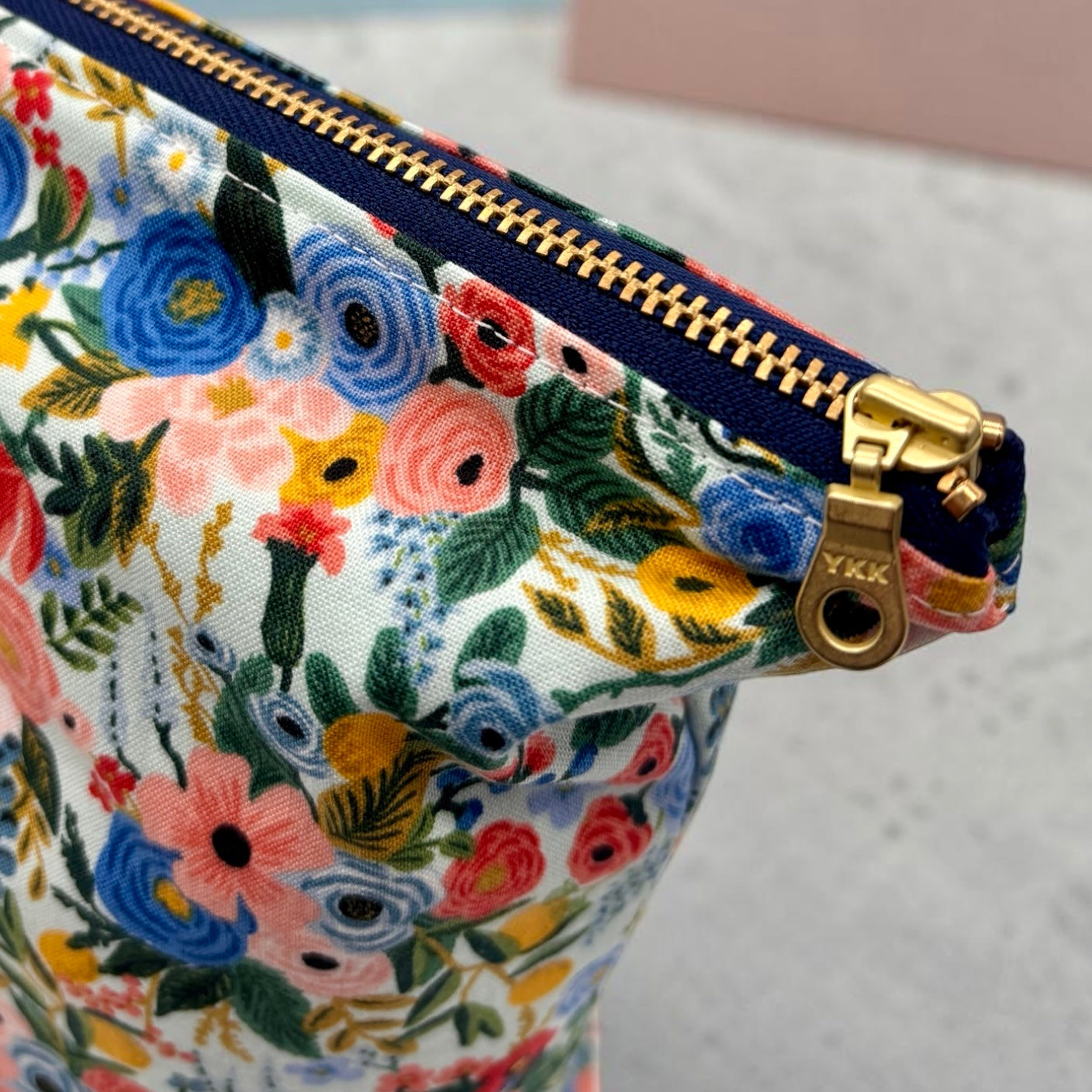 Large Wet Bag with Handle Rifle Paper Floral and Metal Zipper