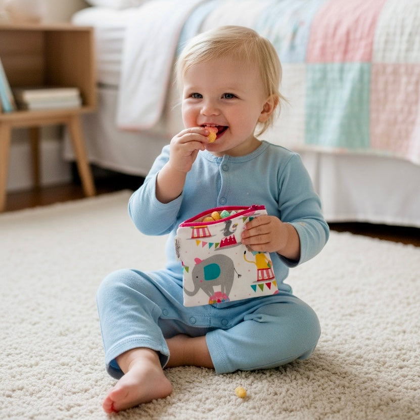 Toddler Sized Reusable Zippered Bag Animals Circus