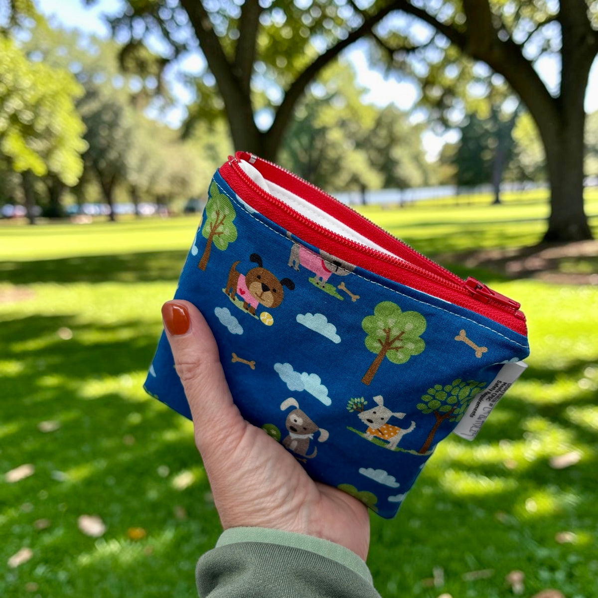 Toddler Sized Reusable Zippered Bag Dogs in the Park