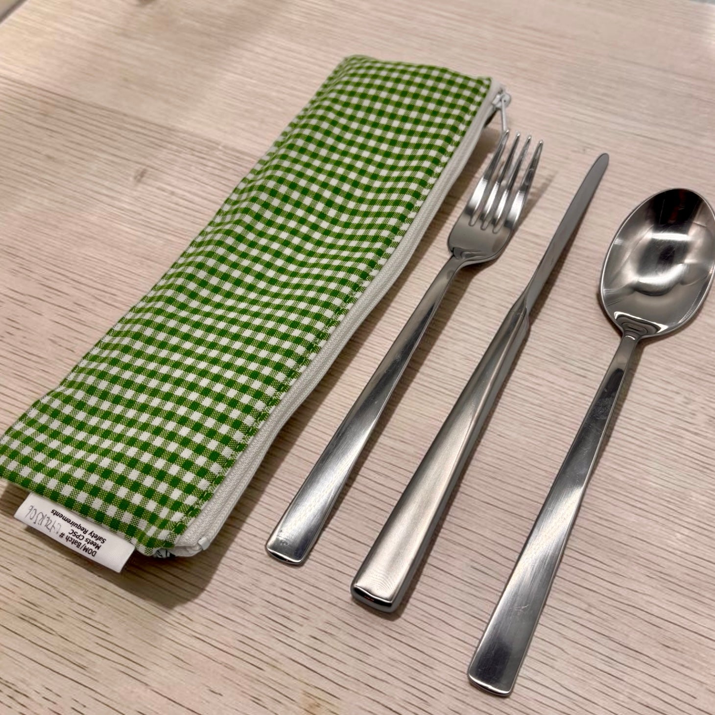 Regular Sized Reusable Straw/Utensil Wet Bag Pickleball Gingham Combo