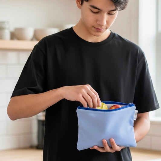 Sandwich Sized Reusable Zippered Bag Solid Blue