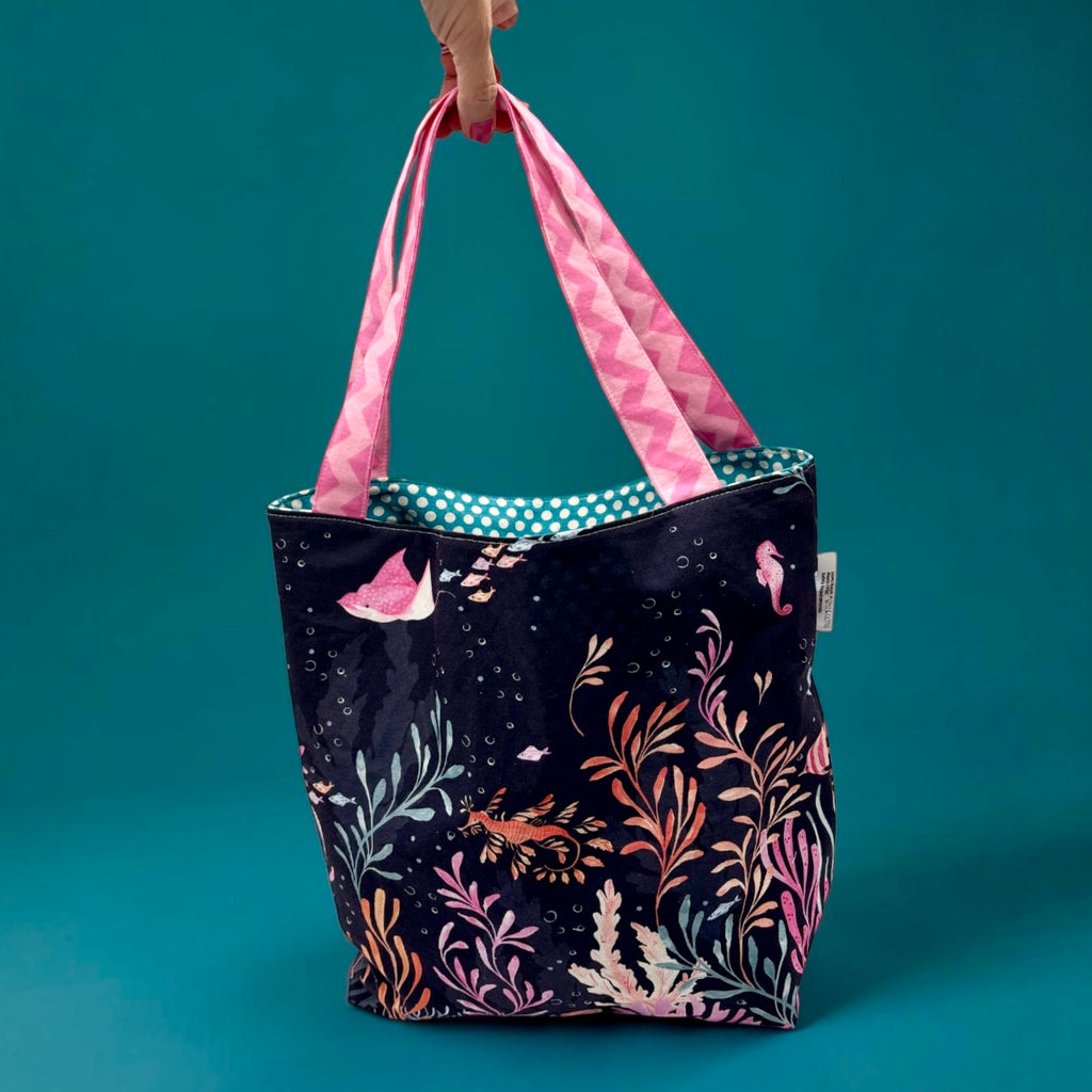 Children's Library Sized Reversible Tote Underwater