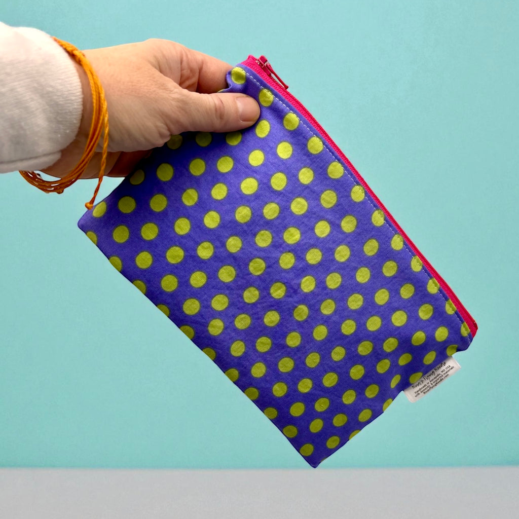 Snack Sized Reusable Zippered Bag Dots on Purple