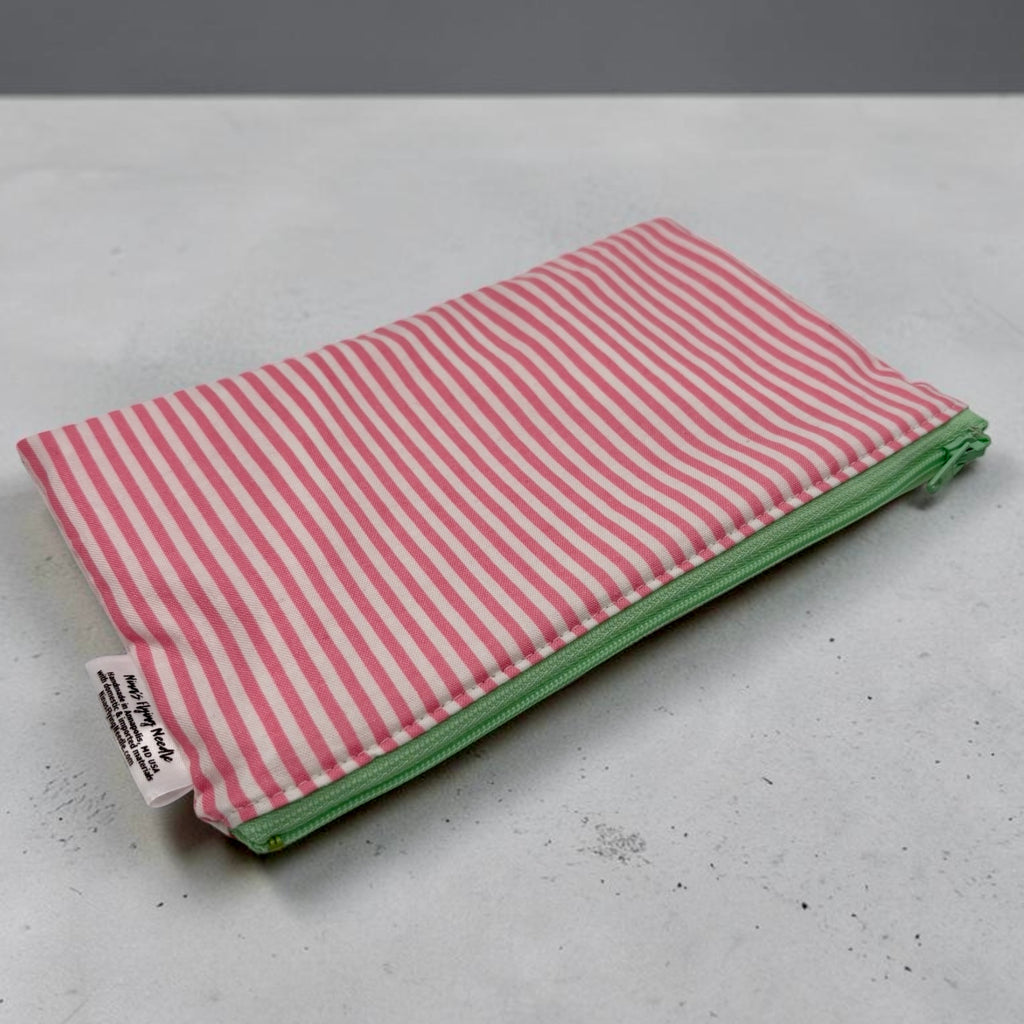 Snack Sized Reusable Zippered Bag Stripes Thin Light Pink and White