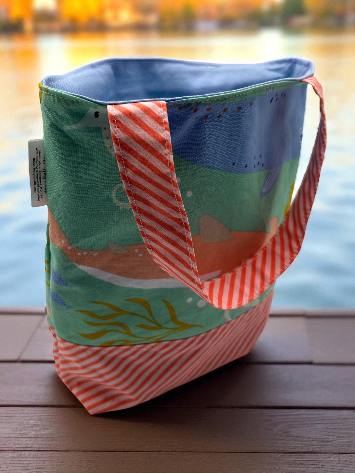 Toddler Sized Reversible Tote Ocean Animals