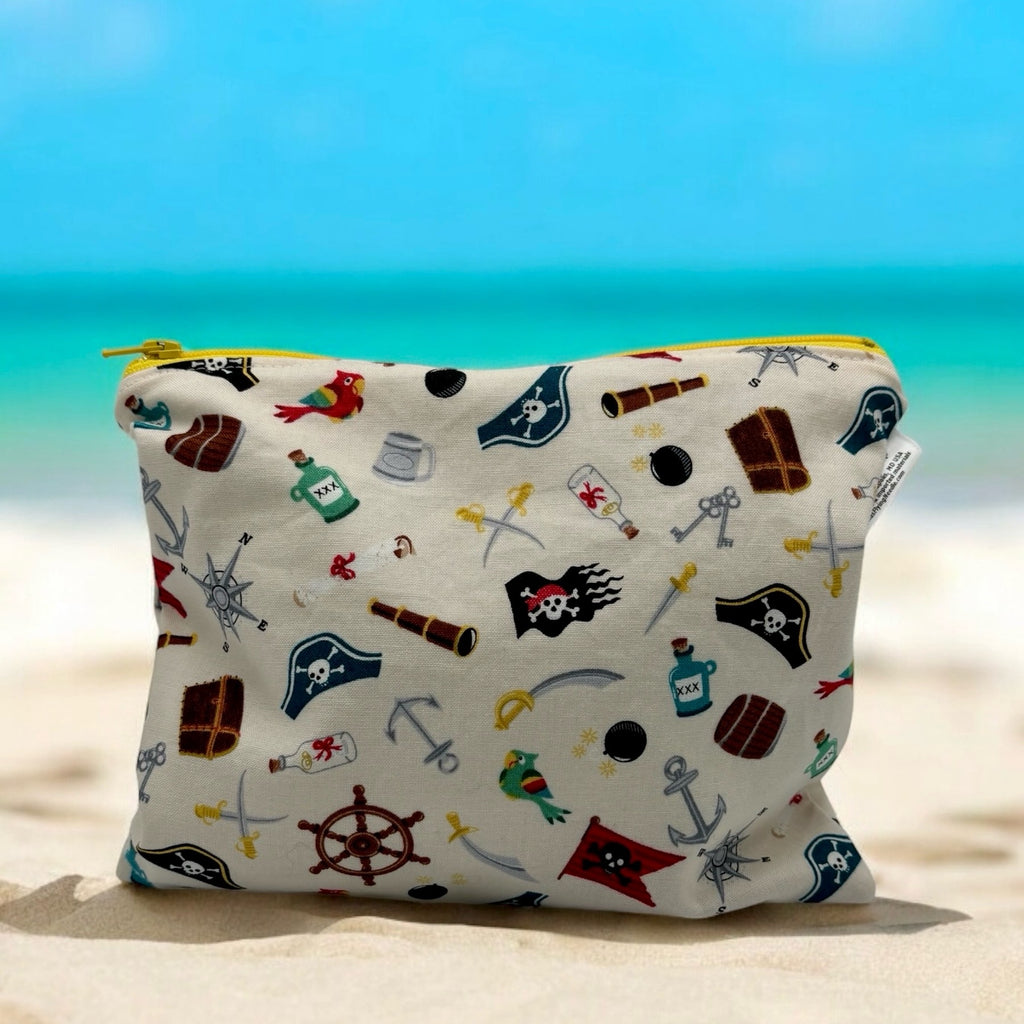 Sandwich Sized Reusable Zippered Bag Pirate Icons
