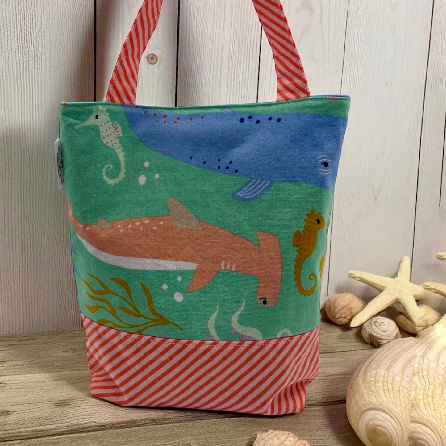 Toddler Sized Reversible Tote Ocean Animals