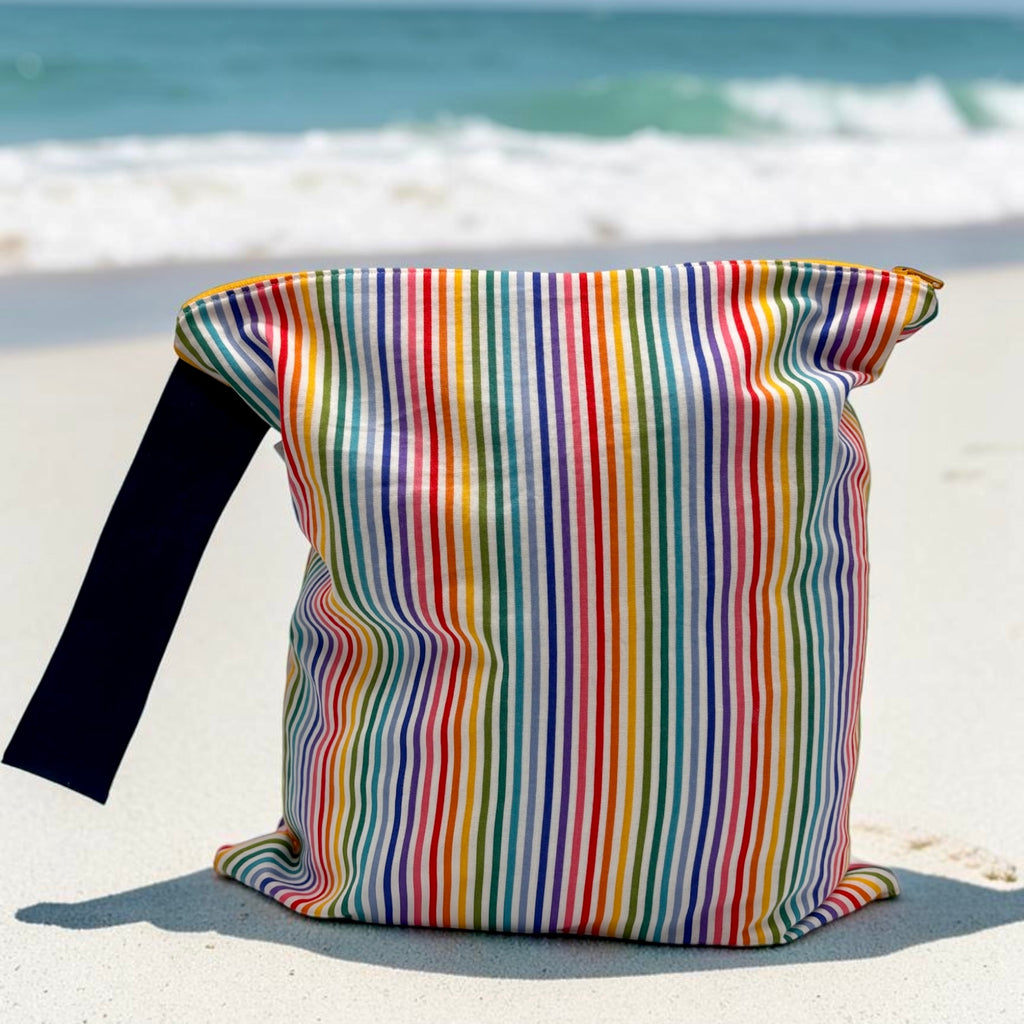 Large Wet Bag with Handle Stripes Rainbow