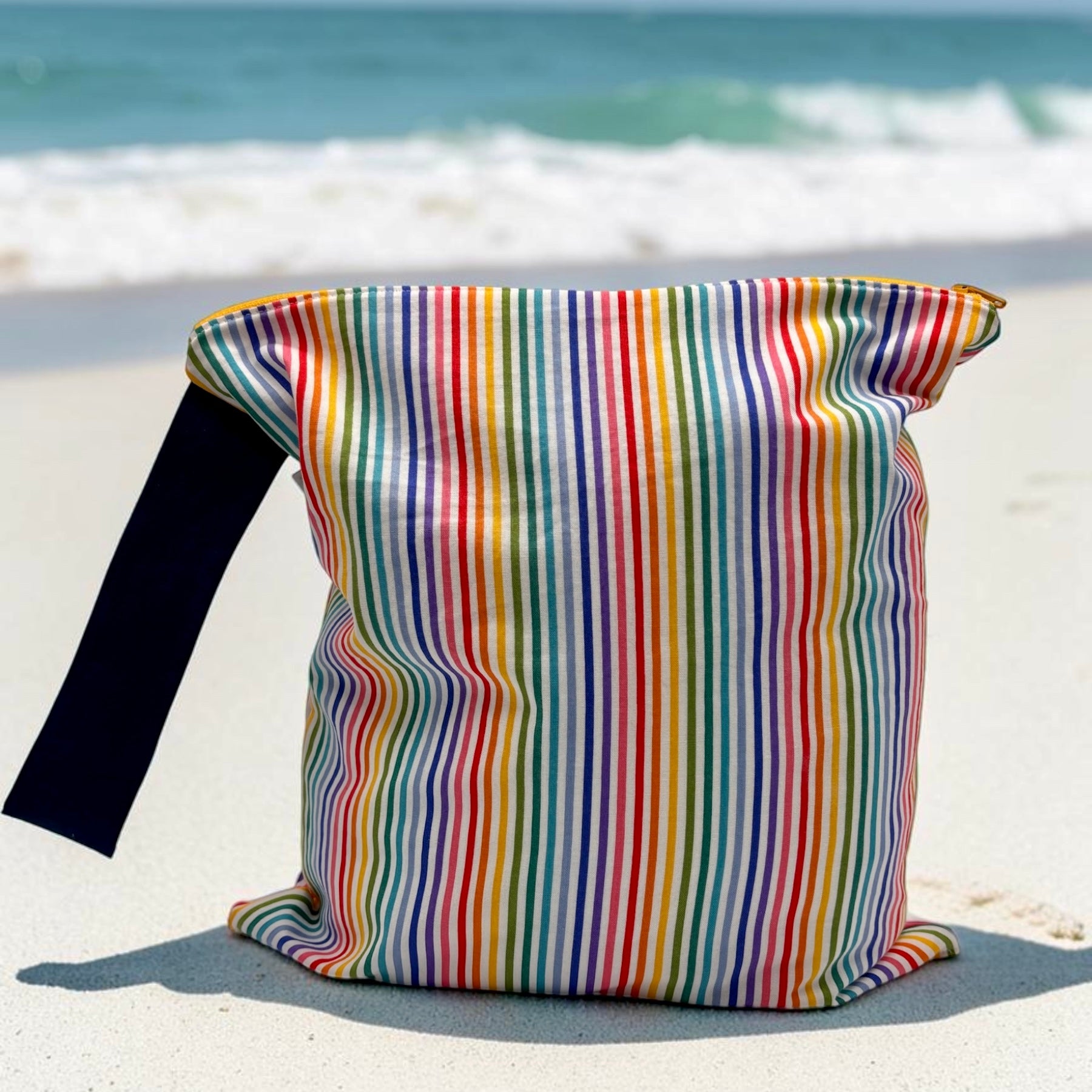 Large Wet Bag with Handle Stripes Rainbow