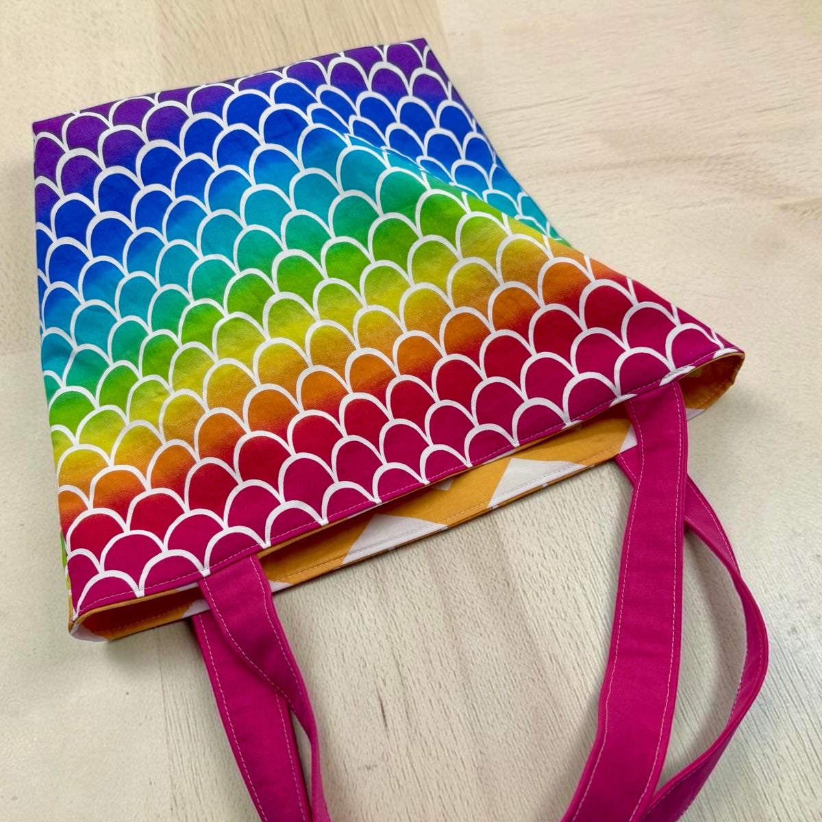 Children's Library Sized Reversible Tote Scales and Chevron Multi Color