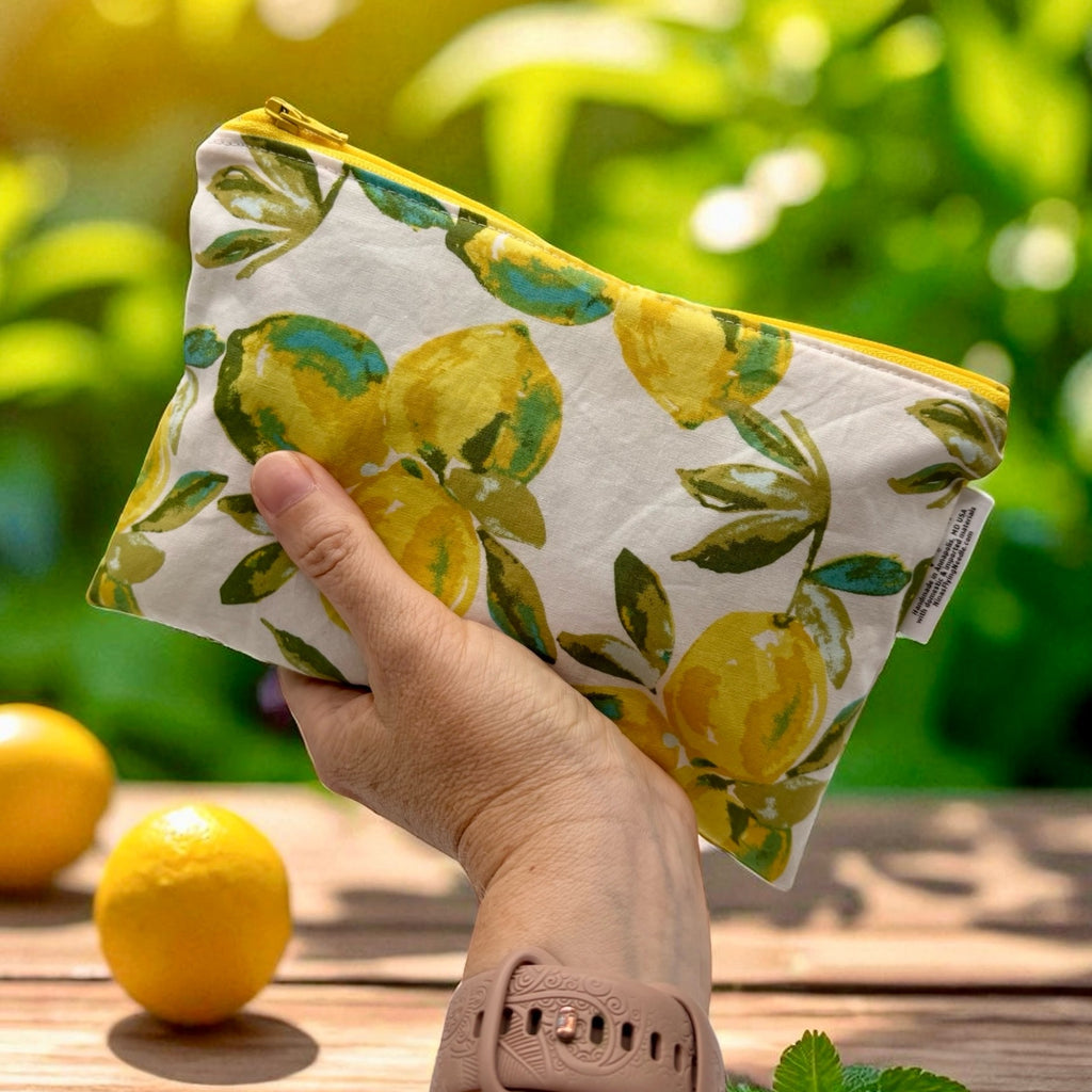 Snack Sized Reusable Zippered Bag Lemons
