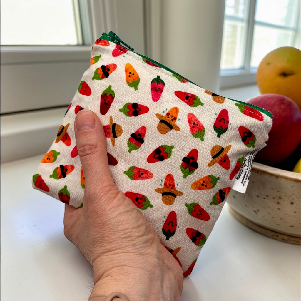 Toddler Sized Reusable Zippered Bag Chili Peppers
