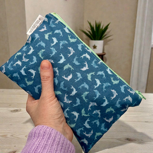 Snack Sized Reusable Zippered Bag Dolphins