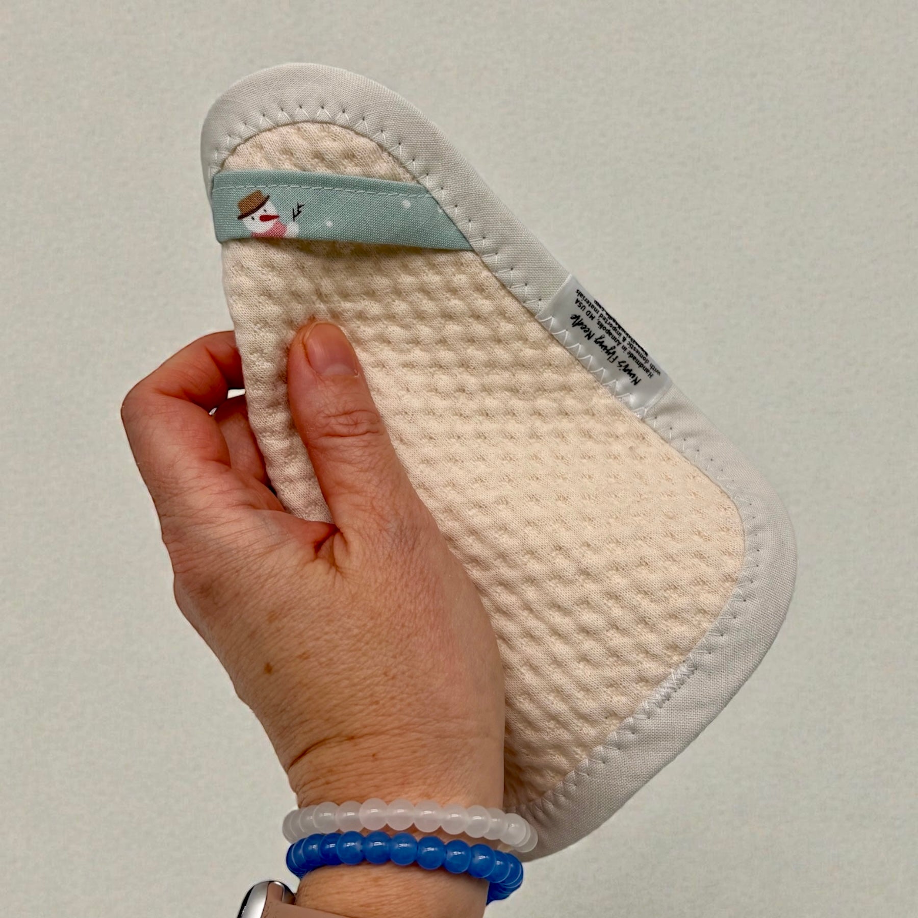 Set of 2 TINY Reusable Paper Towels - Off White with Snowmen