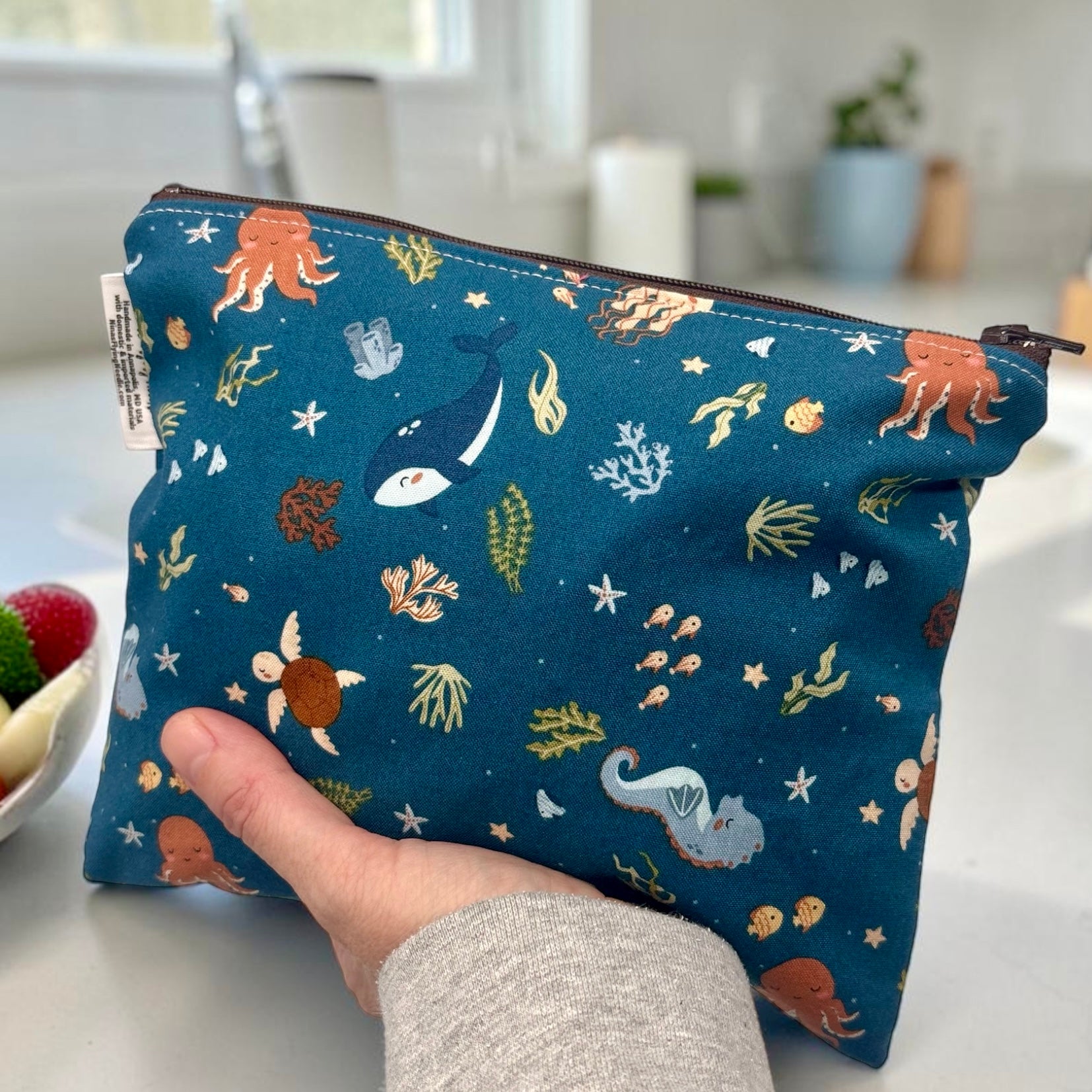 Sandwich Sized Reusable Zippered Bag Ocean Creatures